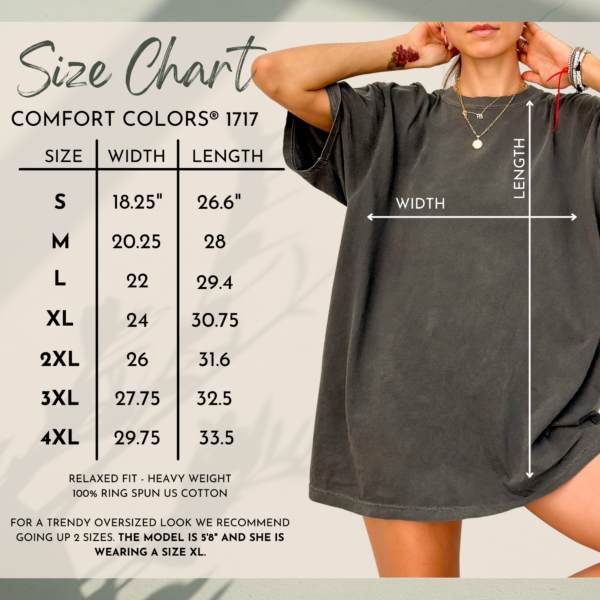 comfort colors® 1717 size chart