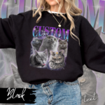 CUSTOM Bootleg Rap Hoodie, Cat Custom Boyfriend Girlfriend T-Shirt, Custom Your Own Bootleg Shirts, Custom Photo, Vintage 90s Graphic Sweater