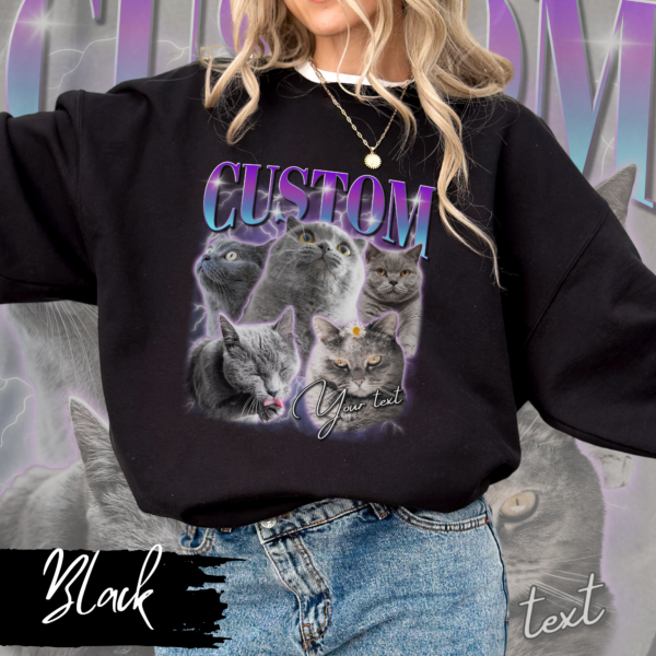 CUSTOM Bootleg Rap Hoodie, Cat Custom Boyfriend Girlfriend T-Shirt, Custom Your Own Bootleg Shirts, Custom Photo, Vintage 90s Graphic Sweater
