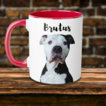 Custom pet coffee mug, accent color - Oil painting style