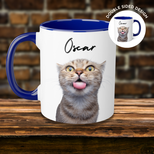 Custom pet coffee mug, accent color - Oil painting style