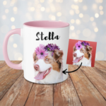 Custom pet coffee mug, accent color - Oil painting style